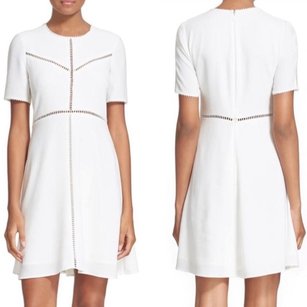The Kooples White Ladder A-Line Dress Women's S Preppy Old Money Coastal FLAW